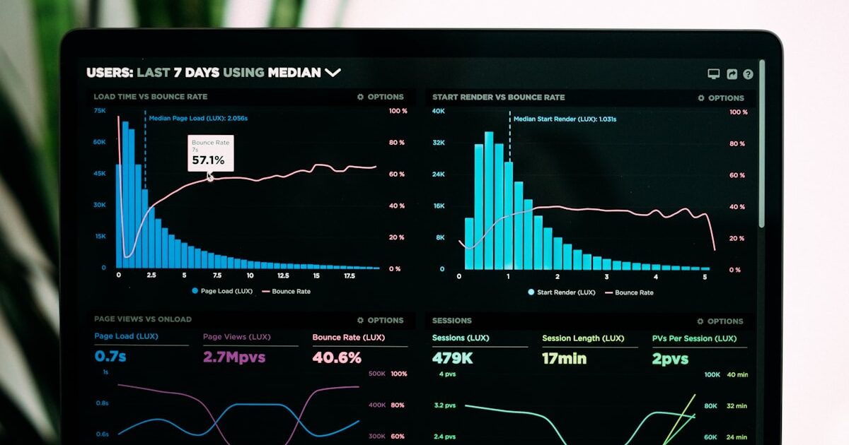 Data analytics dashboard with charts representing enterprise data platform comparison